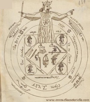 Il Cerchio Magico con il Re Salomone. Clavicula Salomonis. MS. Kaufmann A 256