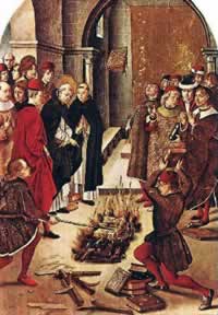 Diario - Inquisizione domenicani bruciano libri ritenuti eretici illustrazione pedro berruguete museo del prado madrid