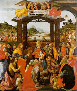 Feste & Ricorrenze - Adorazione dei magi, Domenico Ghirlandaio, Spedale degli Innocenti, Firenze quindicesimo secolo