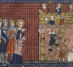 Feste & Ricorrenze - San Valentino con i suoi discepoli Richard de Montbaston Manoscritto Miniato Francese XIV sec
