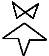 Pentagramma diviso in testa e membra al rovescio